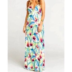 Show Me Your Mumu Palm Flings Amal Maxi Dress Medium Floral Chiffon Hawaiian
